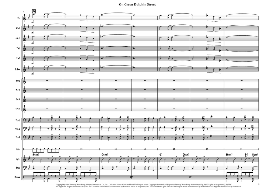 On Green Dolphin Street - Score Only Jazz Ensemble scores gallery preview page 3