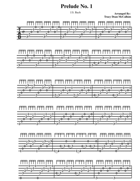 Bach Prelude No. 1 Guitar Tablature image number null