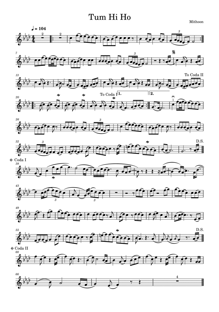 Tum Hi Ho Violin Solo scores gallery preview page 1