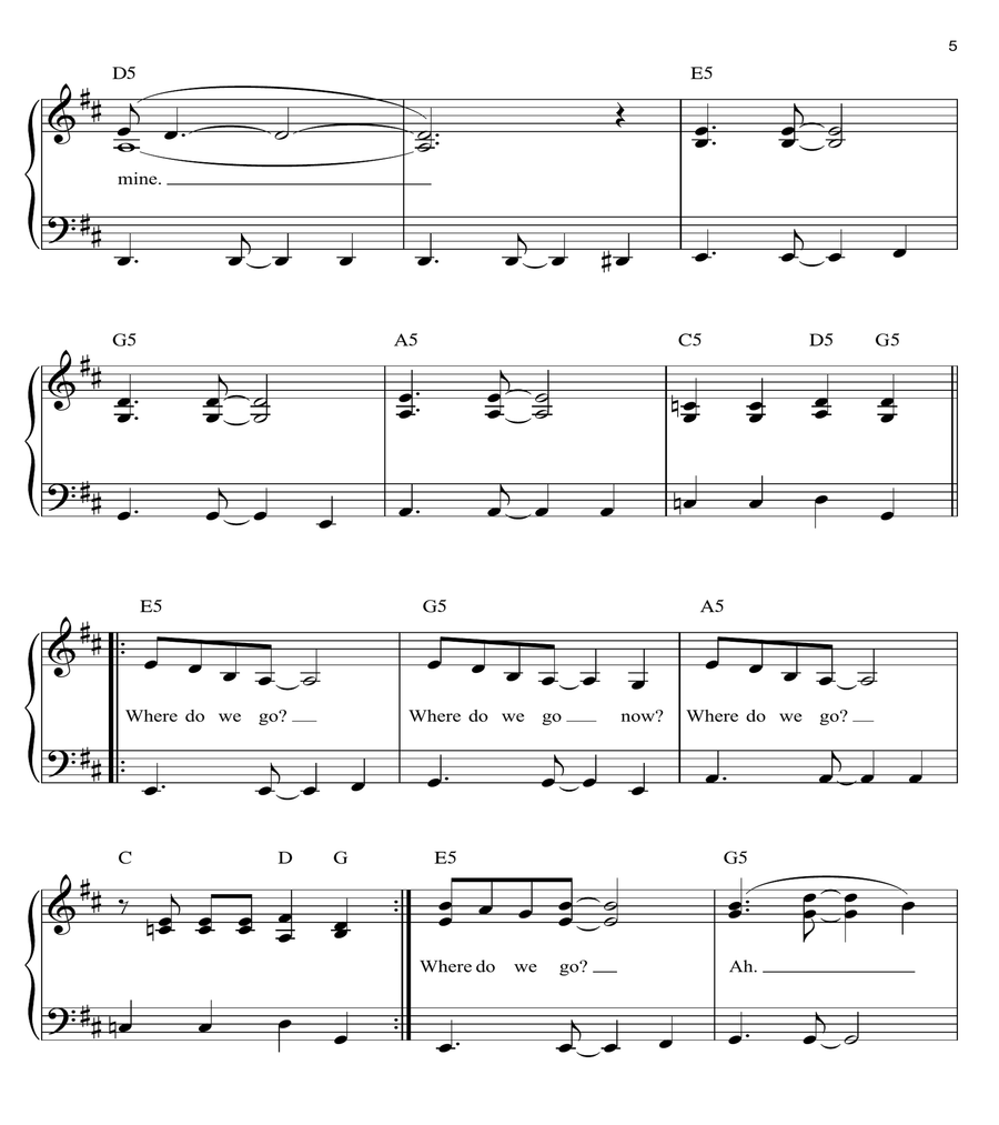 Sweet Child O' Mine Easy Piano scores gallery preview page 5