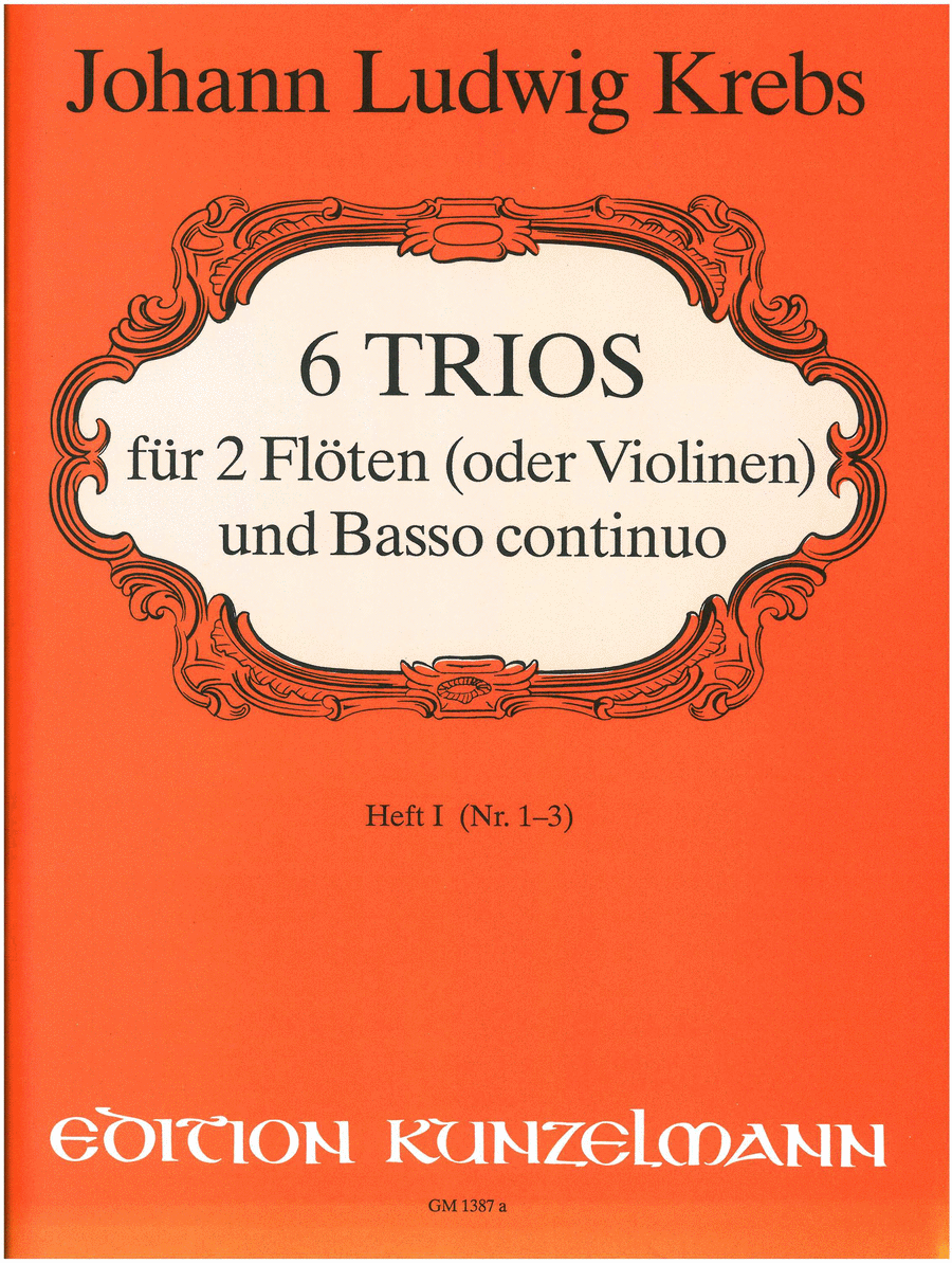 6 Trios for 2 flutes and basso continuo, Volume 1 Woodwind Trio scores gallery preview page 1