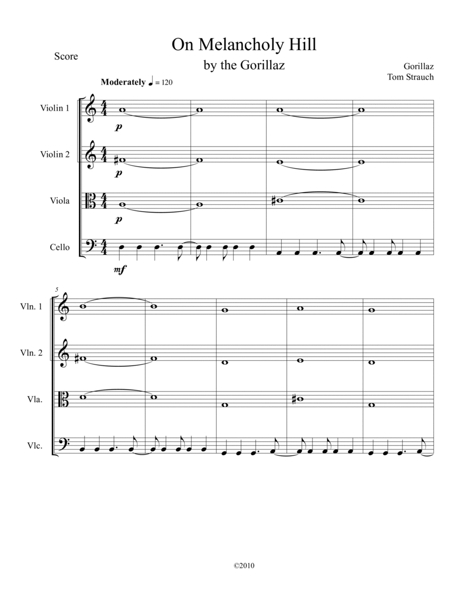 On Melancholy Hill String Quartet scores gallery preview page 1