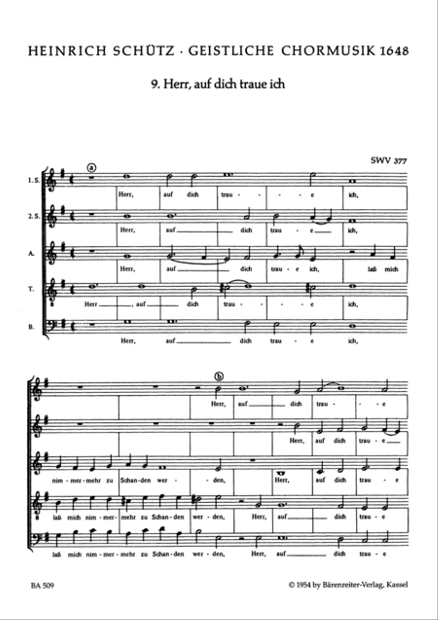 Herr, auf dich traue ich SWV 377 SSATB scores gallery preview page 1