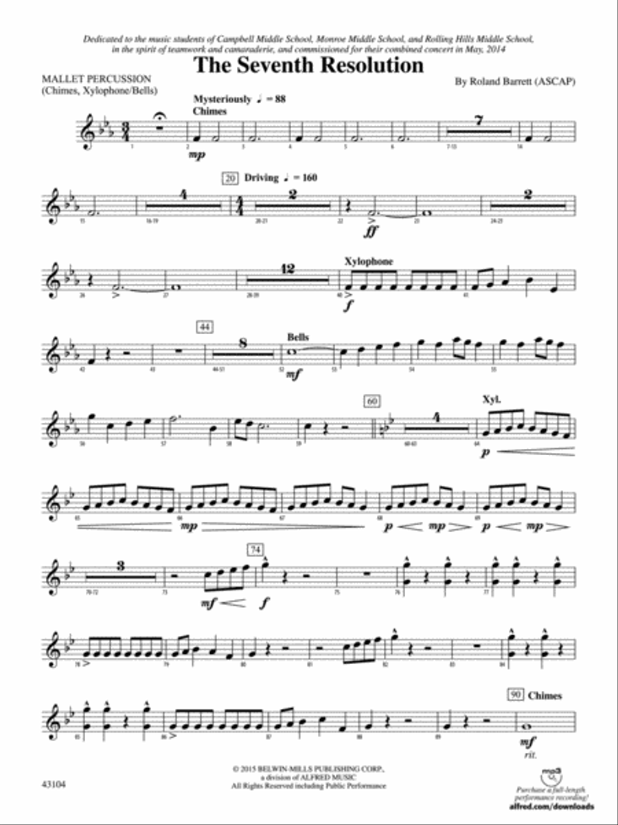 The Seventh Resolution: Mallets Concert Band scores gallery preview page 1