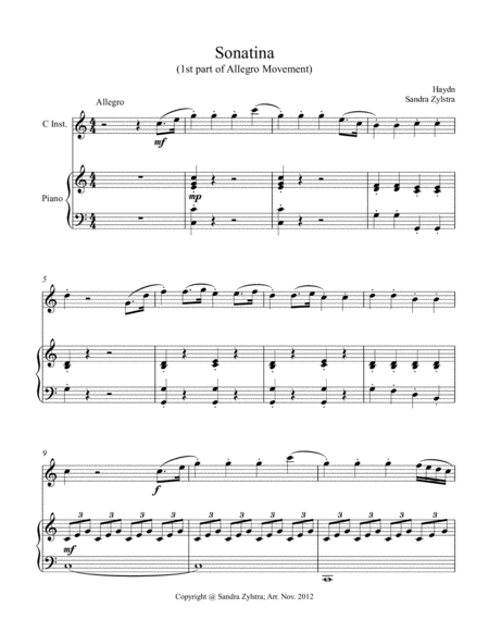 Sonatina-Haydn (treble C instrument solo) image number null