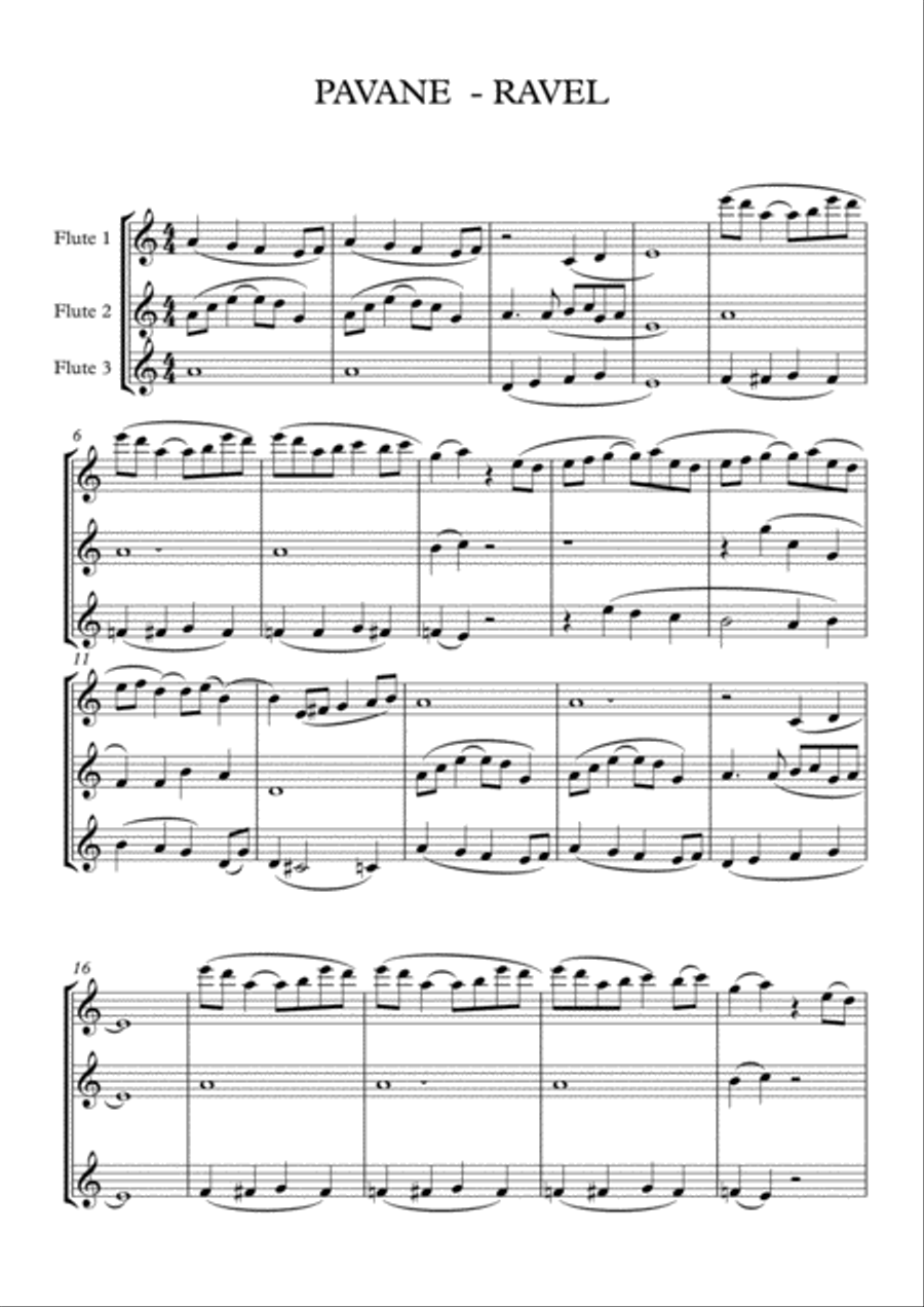 PAVANE from Mother Goose Suite for 3 flutes - RAVEL Flute Solo scores gallery preview page 2