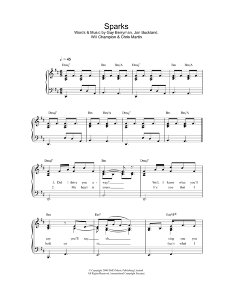 Sparks Sparks Easy Piano scores gallery preview page 1