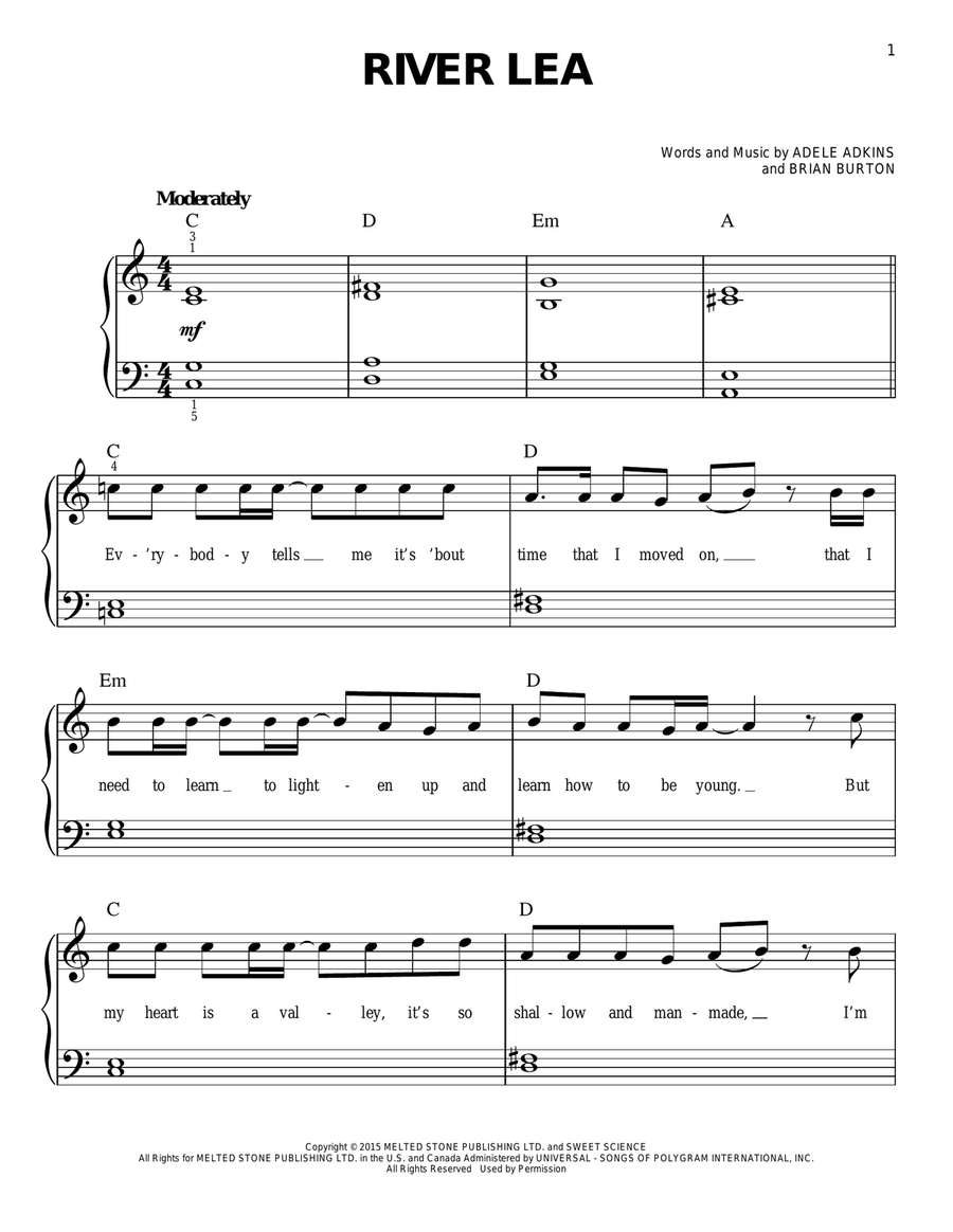 River Lea River Lea Easy Piano scores gallery preview page 1