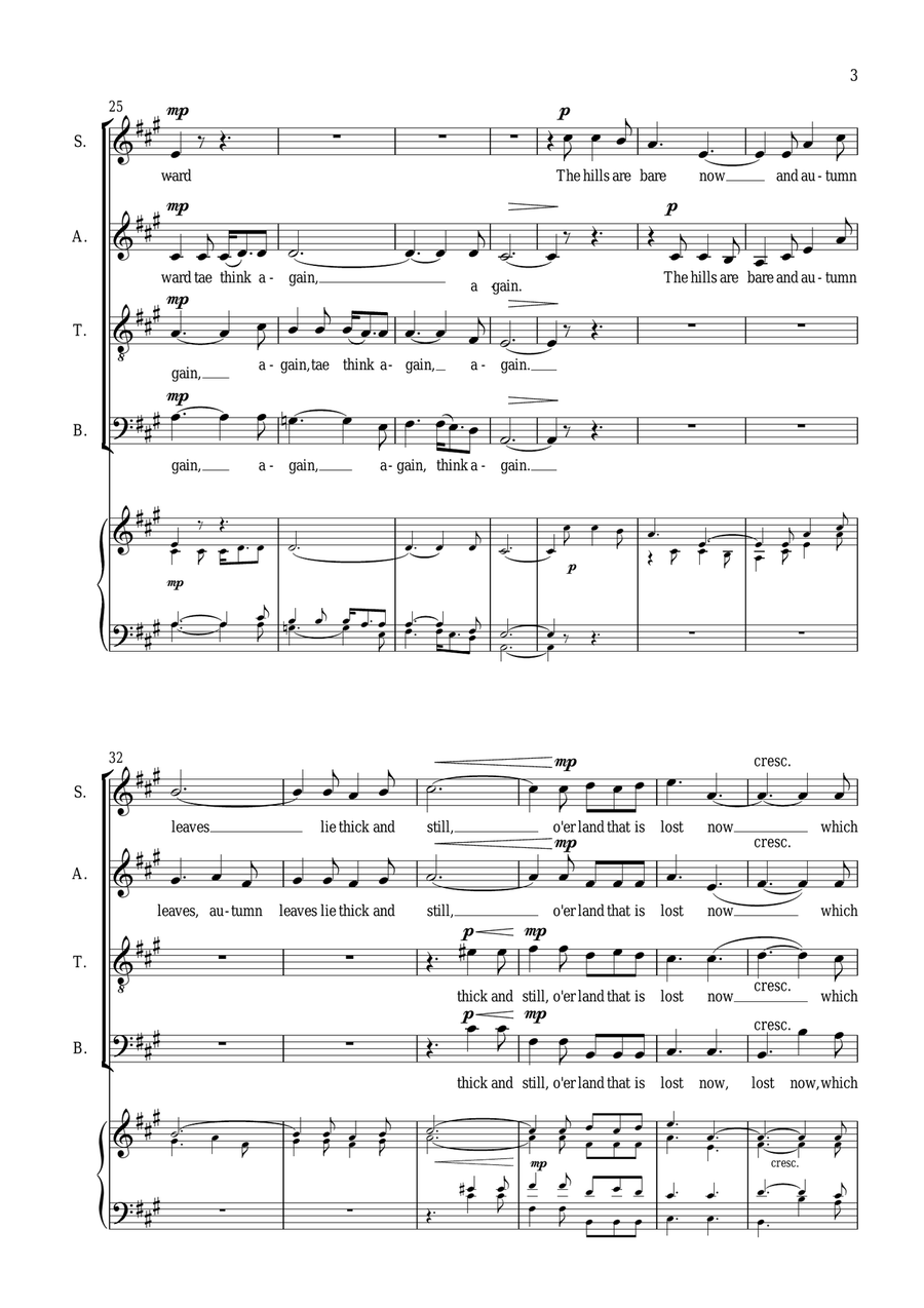 Flower Of Scotland (unofficial Scottish National Anthem) 4-Part scores gallery preview page 4