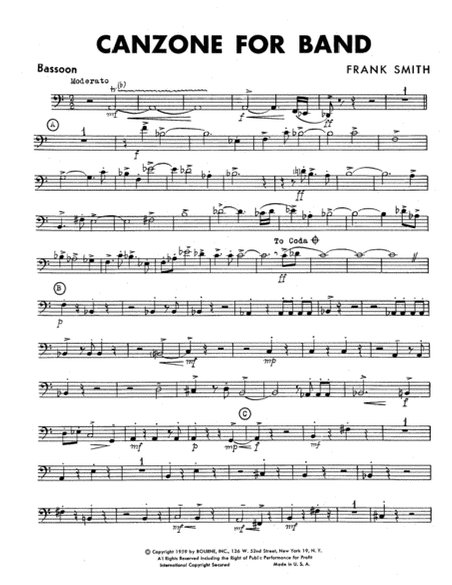 Canzone For Band - Bassoon