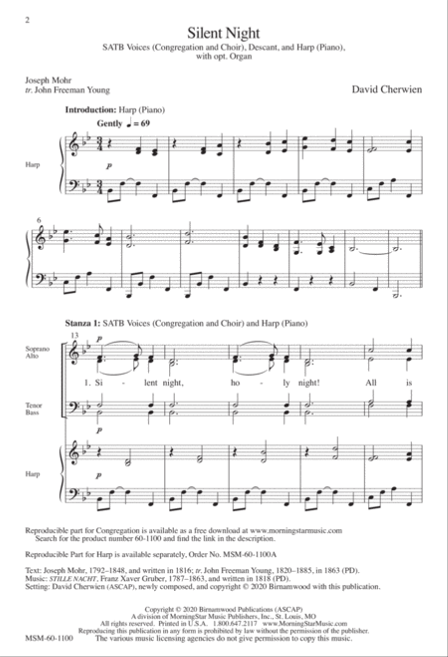 Silent Night 4-Part scores gallery preview page 1