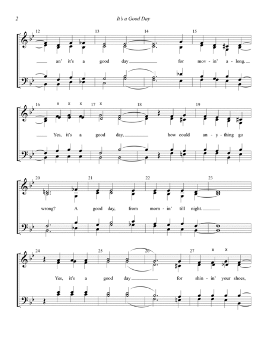 It's A Good Day (arr. Lloyd Steinkamp) 4-Part scores gallery preview page 2