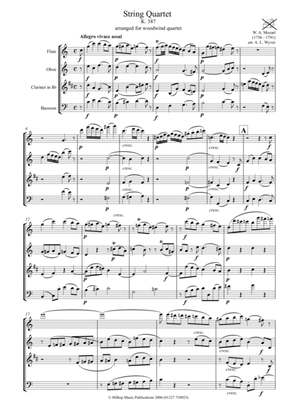Book cover for Mozart Quartet K. 387 arr. for woodwind quartet