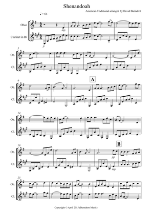 Shenandoah for Oboe and Clarinet Duet