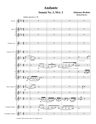 Andante, Op. 5, Mvt. 2 (Clarinet Choir + Piccolo & 2 Flutes)