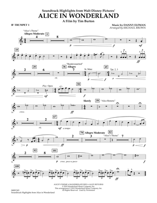 Alice In Wonderland, Soundtrack Highlights - Bb Trumpet 1