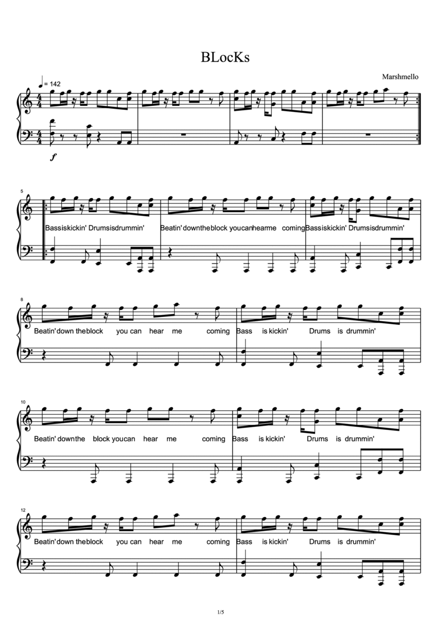 Blocks Blocks Piano Solo scores gallery preview page 1