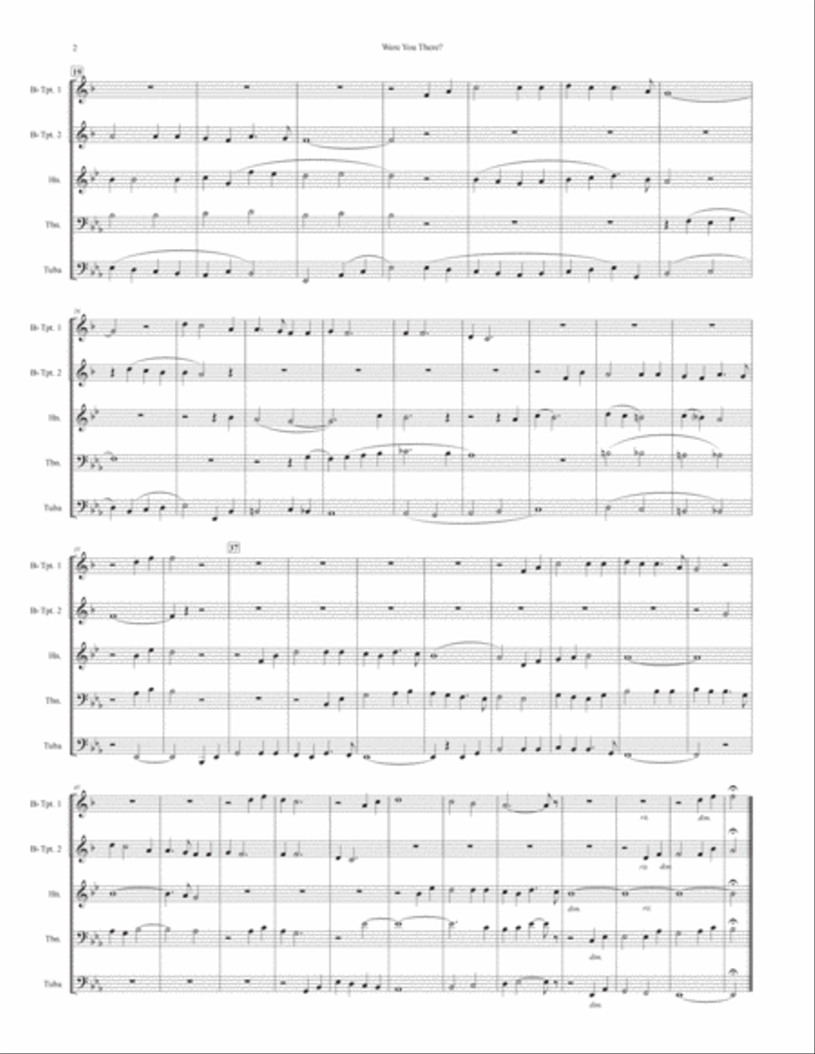 Were You There (When They Crucified My Lord) for brass quintet Brass Quintet scores gallery preview page 2