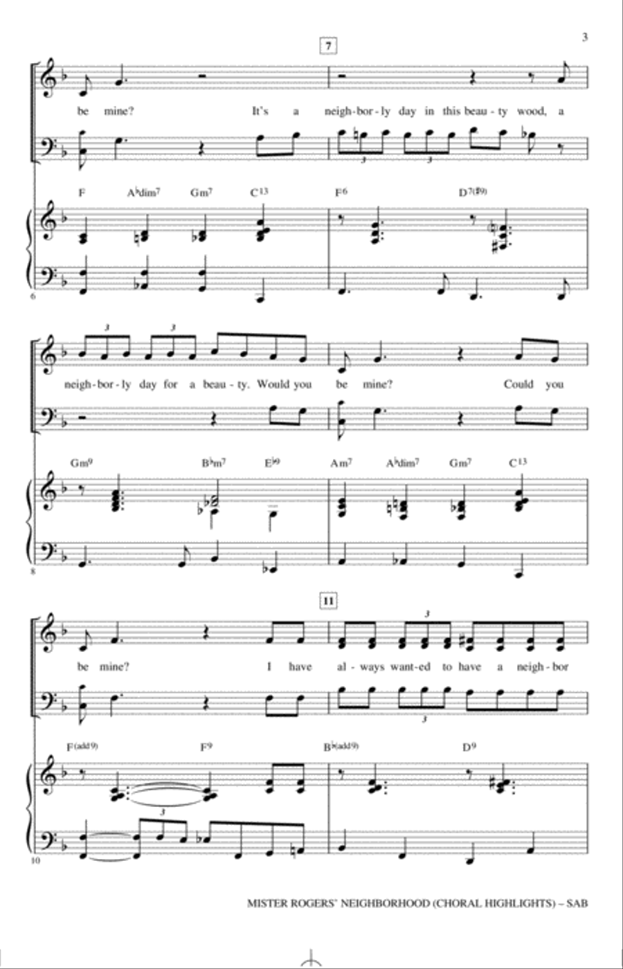 Mister Rogers' Neighborhood (Choral Highlights) (arr. Roger Emerson) 3-Part scores gallery preview page 2