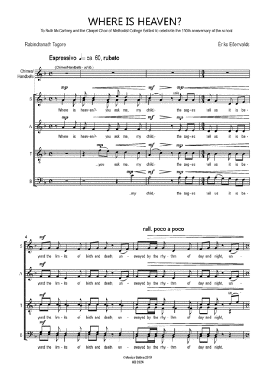 Where is Heaven? for SSAATTBB Choir and Chimes/Handbells ad lib SSAATTBB scores gallery preview page 2