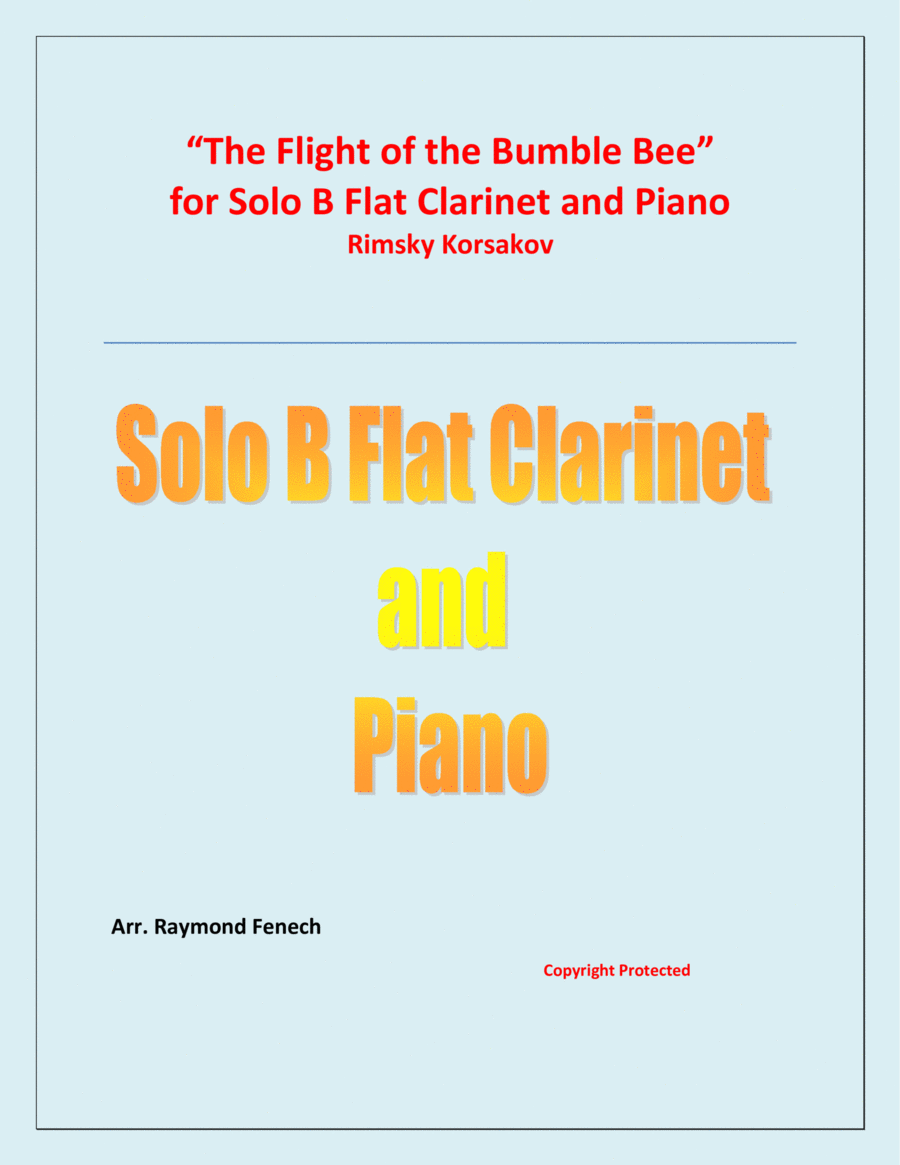 The Flight of the Bumble Bee - Rimsky Korsakov - for Bb Clarinet and Piano B-Flat Clarinet scores gallery preview page 1