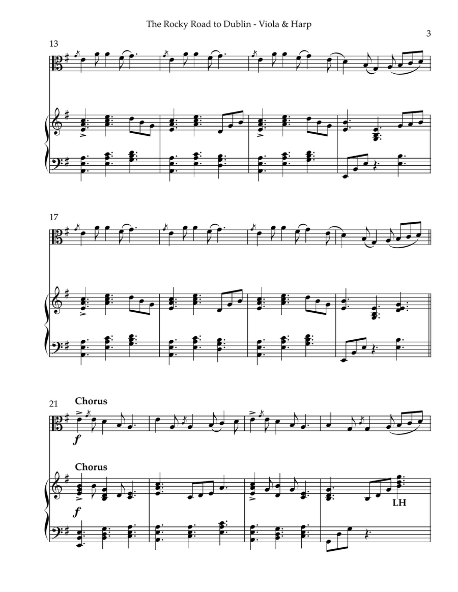 The Rocky Road to Dublin, Duet for Viola & Harp