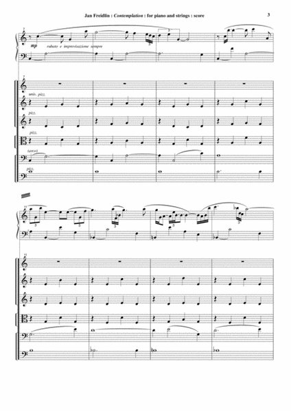 Jan Freidlin: Contemplation for solo piano and string orchestra, score and complete parts