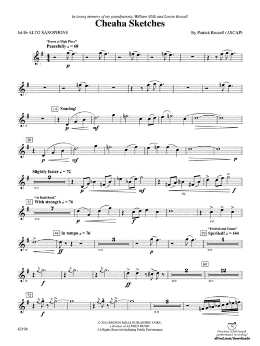 Cheaha Sketches: E-flat Alto Saxophone Concert Band scores gallery preview page 1