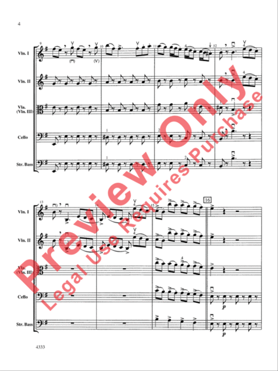 Overture from the Barber of Seville String Orchestra scores gallery preview page 5