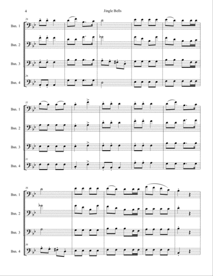 Jingle Bells with a Twist for Bassoon Quartet Woodwind Quartet scores gallery preview page 4