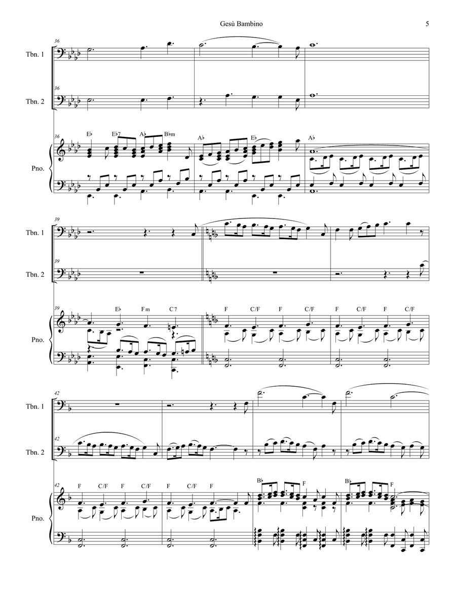 Gesu Bambino (Trombone Duet) Trombone Duet scores gallery preview page 6