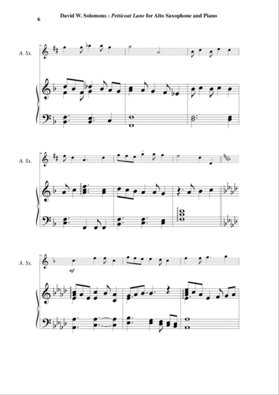 David Warin Solomons: Petticoat Lane for Eb alto saxophone and piano Alto Saxophone scores gallery preview page 6