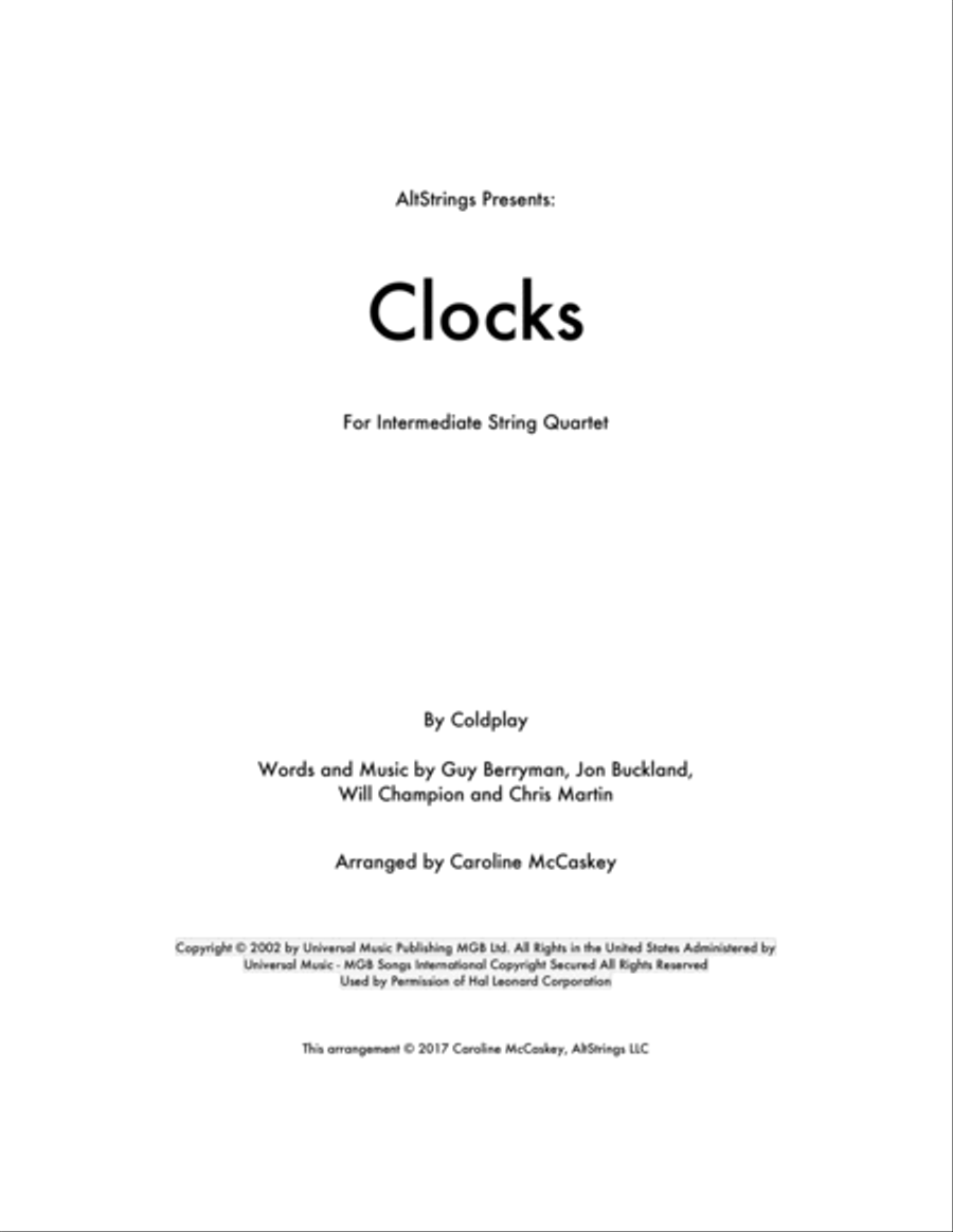 Clocks String Quartet scores gallery preview page 1