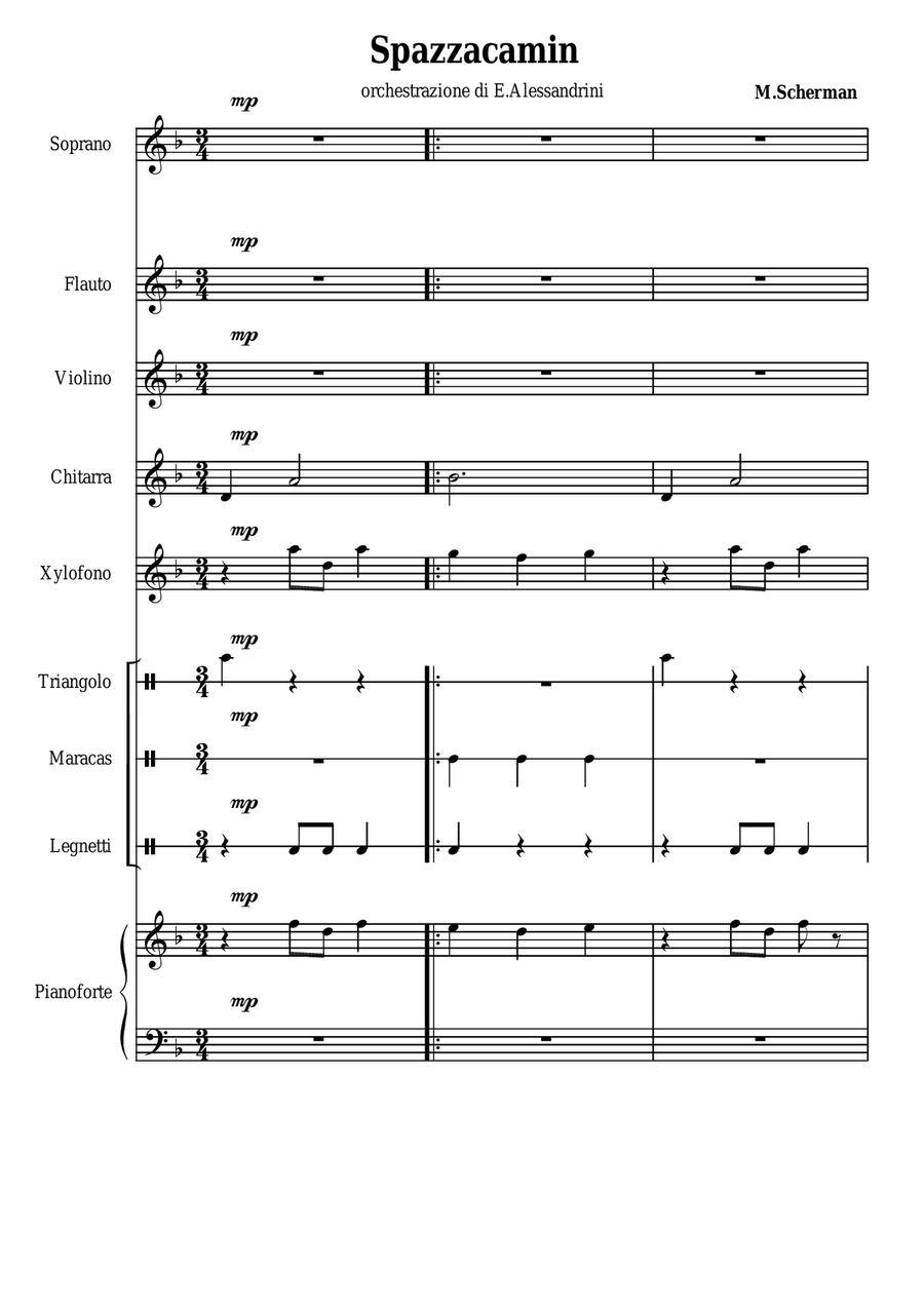 Cam caminì Spazzacamin Unison Choir scores gallery preview page 1