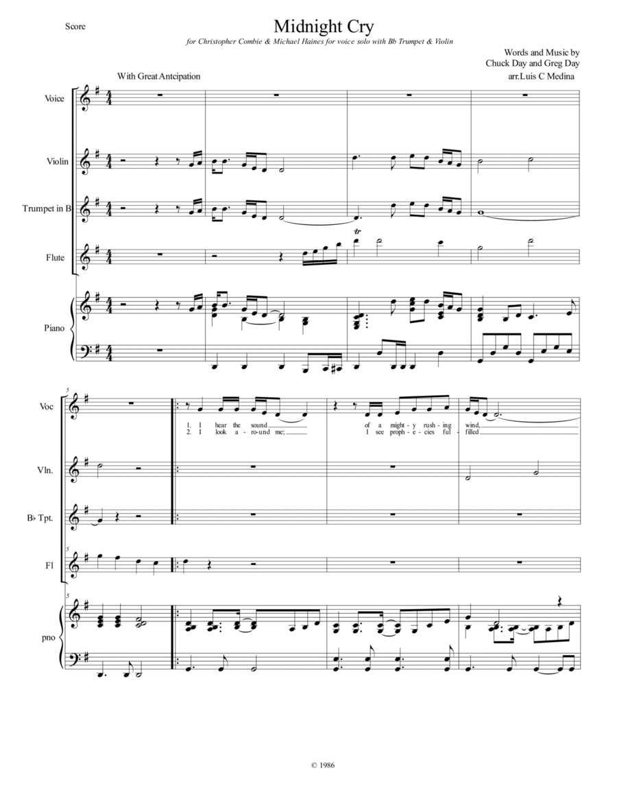 Midnight Cry Trumpet scores gallery preview page 1