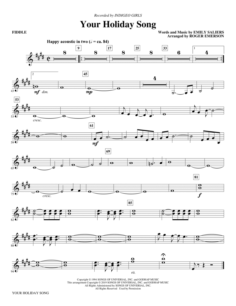 Your Holiday Song (arr. Roger Emerson) - Fiddle Choir scores gallery preview page 1
