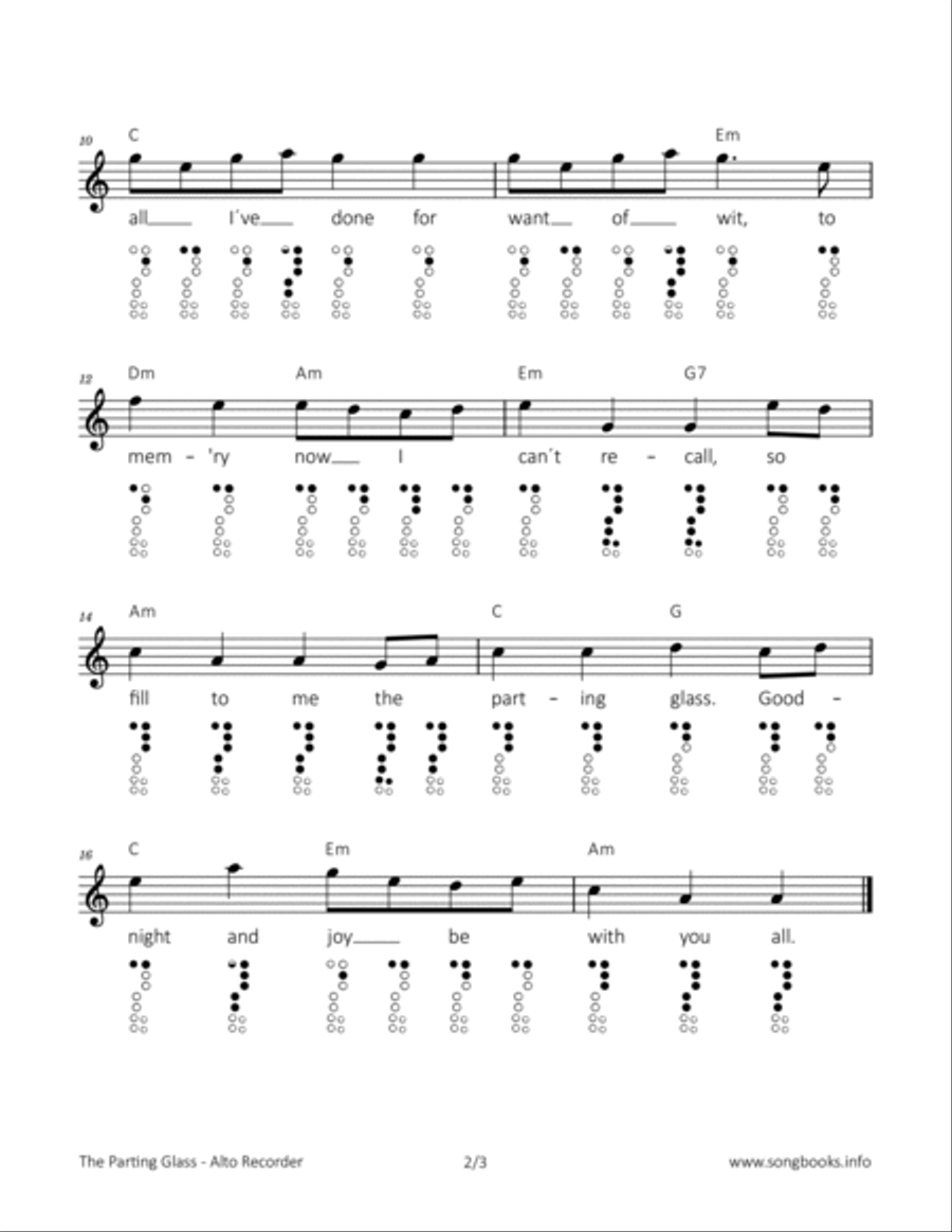 The Parting Glass Alto Recorder scores gallery preview page 2