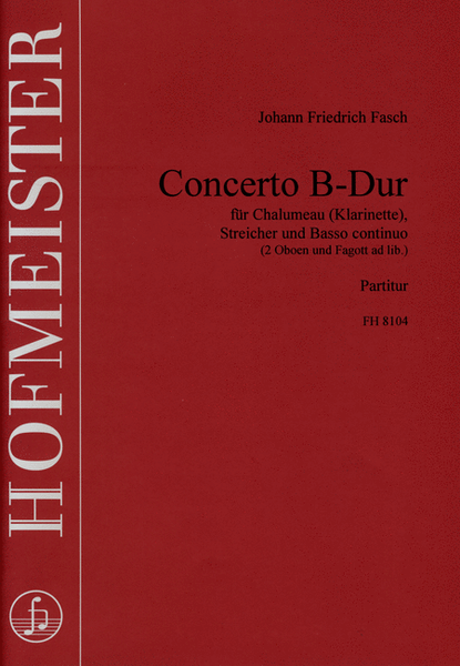 Concertino B-Dur fur Chalumeau (Klarinette), Streicher und Basso Continuo / Part