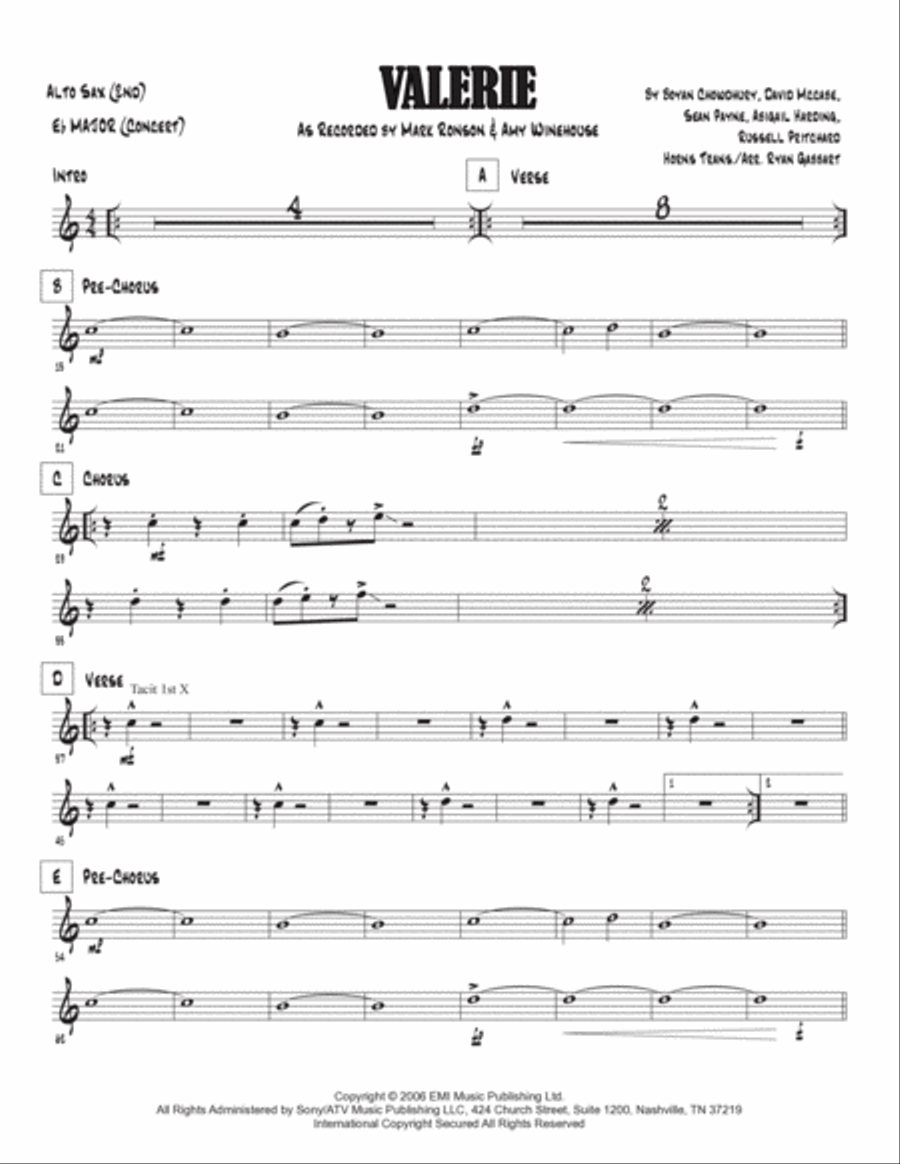 Valerie Valerie Tenor Saxophone scores gallery preview page 5