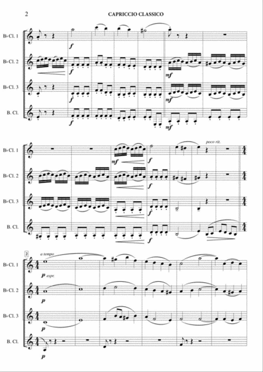 Capriccio Classico Capriccio Classico Clarinet Quartet scores gallery preview page 3