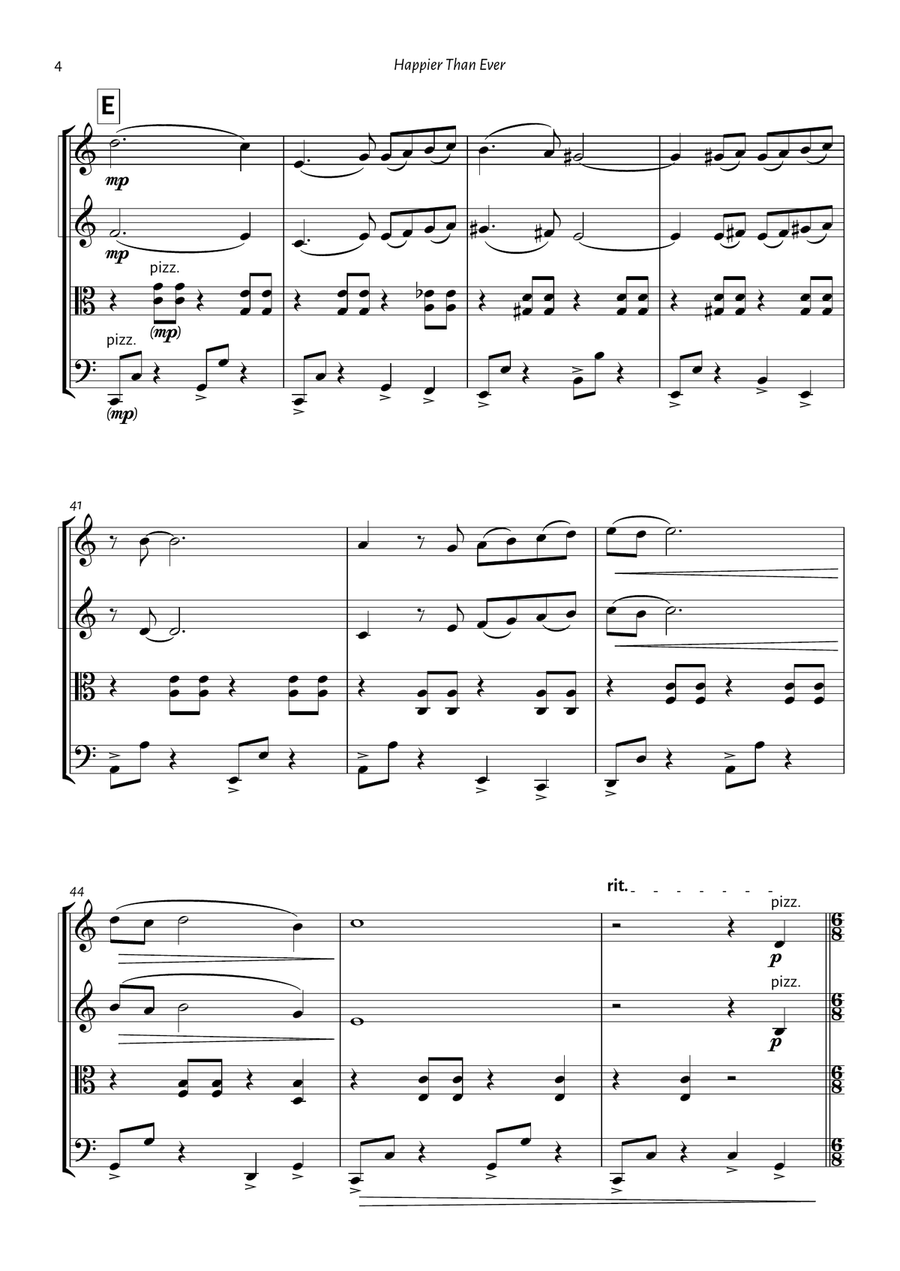 Happier Than Ever String Quartet scores gallery preview page 4