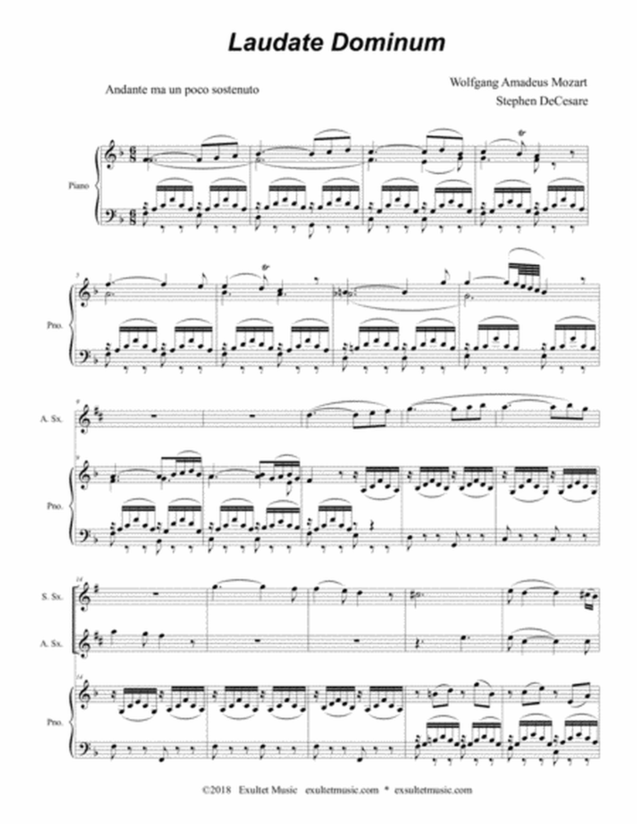 Laudate Dominum (for Saxophone Quartet - Piano Accompaniment) image number null