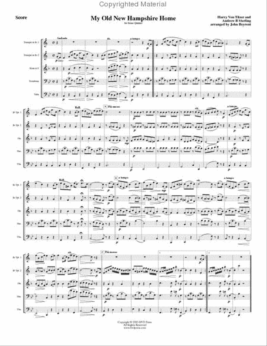My Old New Hampshire Home and Cubanola Glide Brass Quintet scores gallery preview page 3