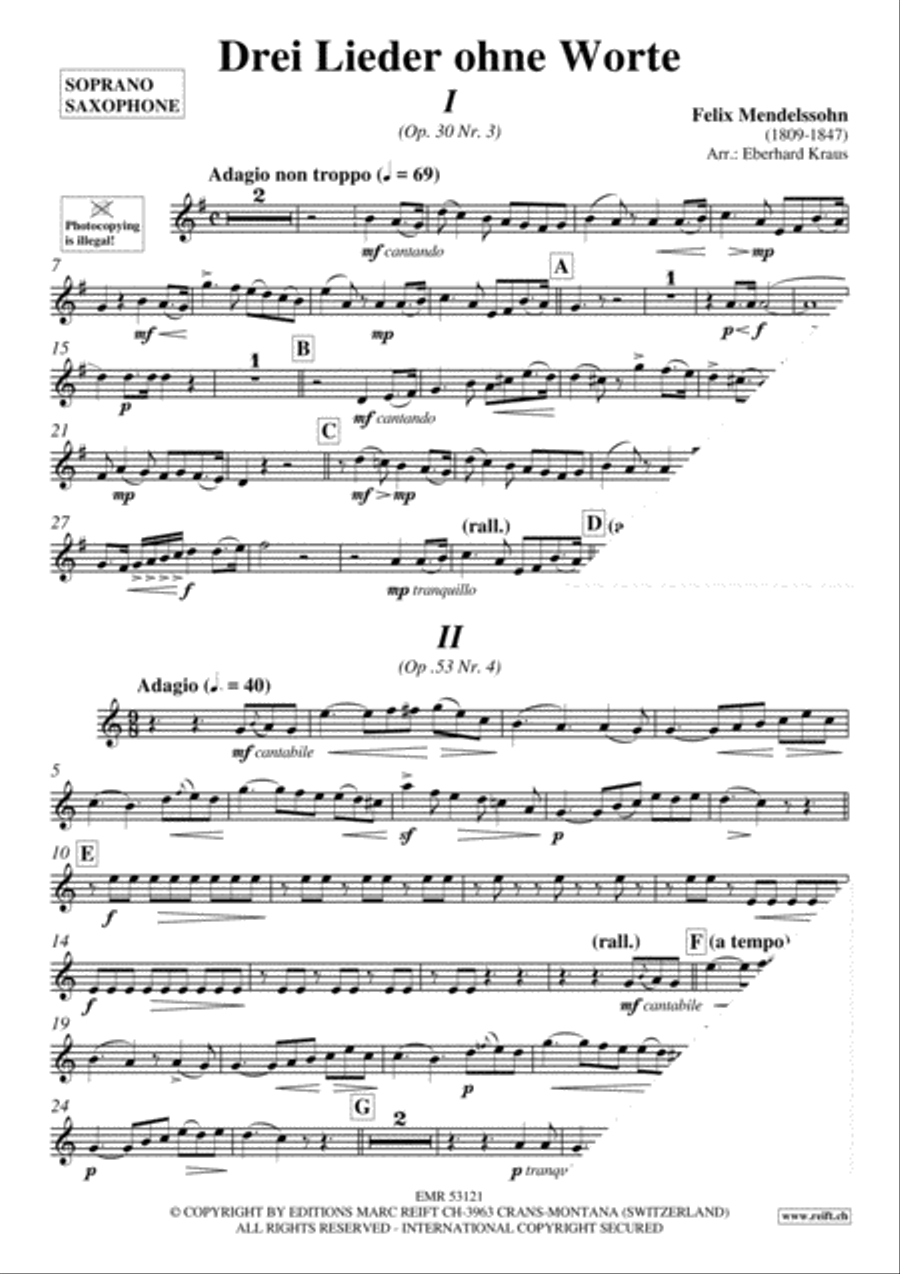 Drei Lieder ohne Worte Soprano Saxophone scores gallery preview page 3