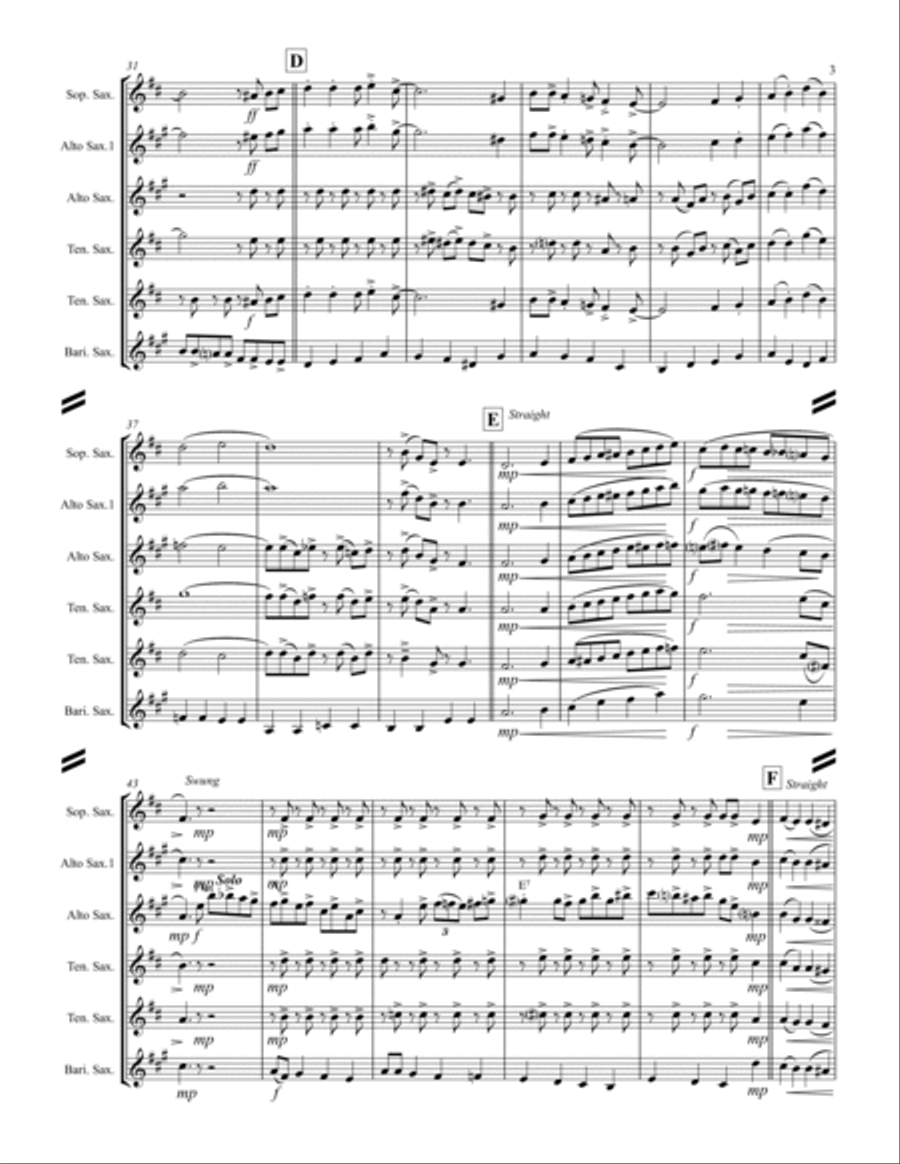 I Saw Mommy Kissing Santa Claus Saxophone Quintet scores gallery preview page 4