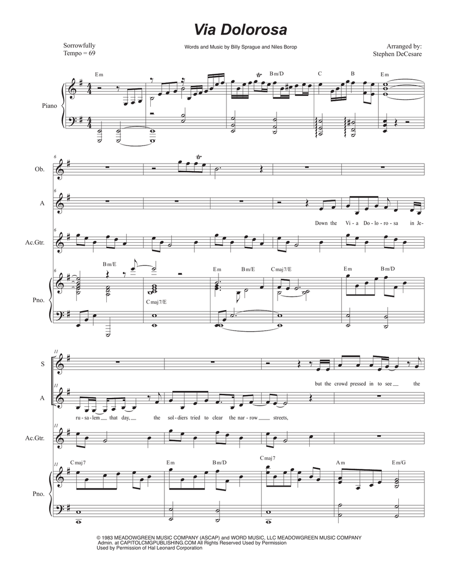 Via Dolorosa Alto Voice scores gallery preview page 1