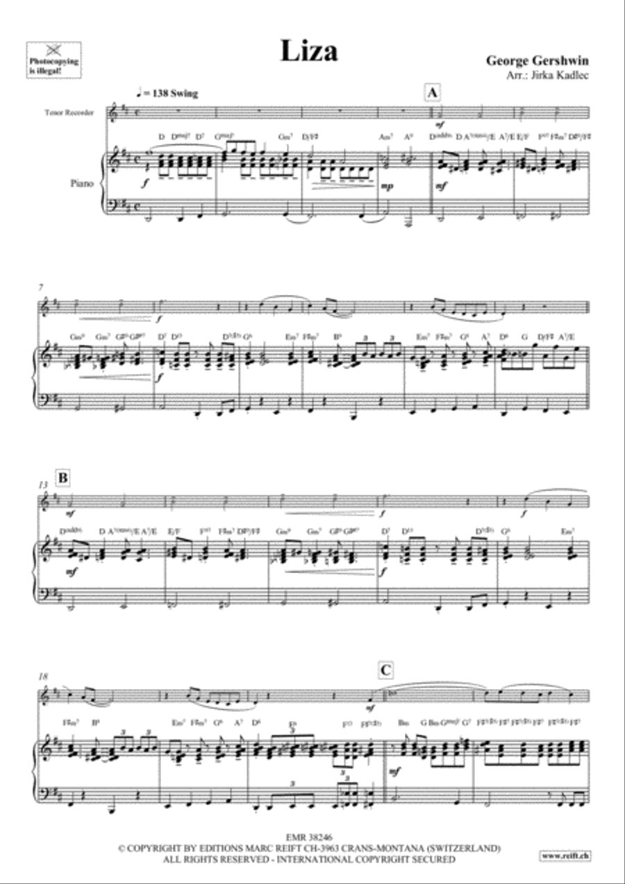 Liza Liza Tenor Recorder scores gallery preview page 4