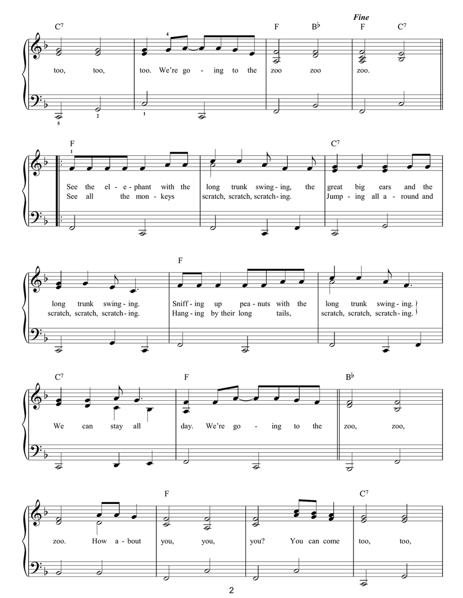 Going To The Zoo Easy Piano scores gallery preview page 2