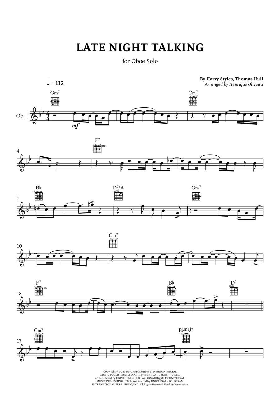 Late Night Talking Oboe Solo scores gallery preview page 1