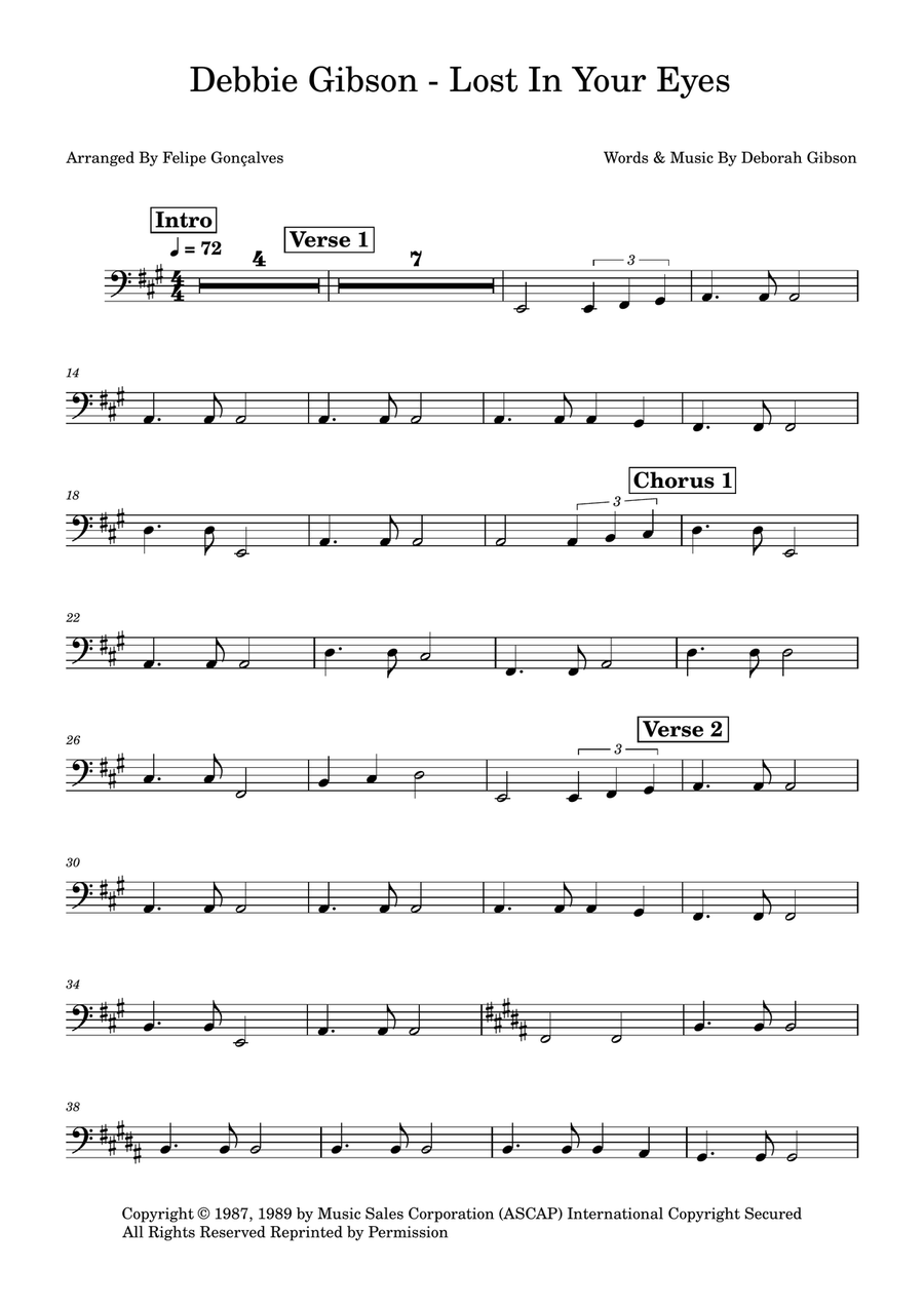 Lost In Your Eyes Lost In Your Eyes Bass Guitar scores gallery preview page 1